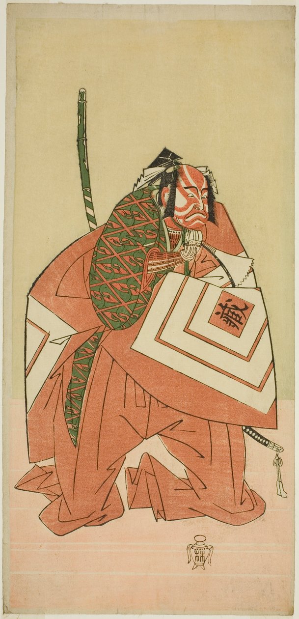 Skådespelaren Ichikawa Danzo III som Sanada no Yoichi (?) i pjäsen Sanada no Yoichi Banjaku no Iezuto (?), framförd på Morita Theatre (?) under elfte månaden, 1767 (?) av Katsukawa Shunsho