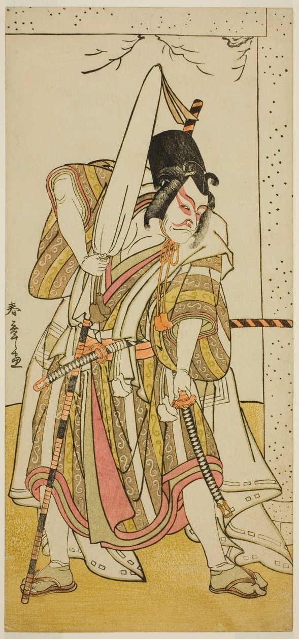 Skådespelaren Ichikawa Ebizo III som Matsuo-maru i pjäsen Sugawara Denju Tenarai Kagami, framförd på Ichimura Theatre i den sjunde månaden, 1776 av Katsukawa Shunsho