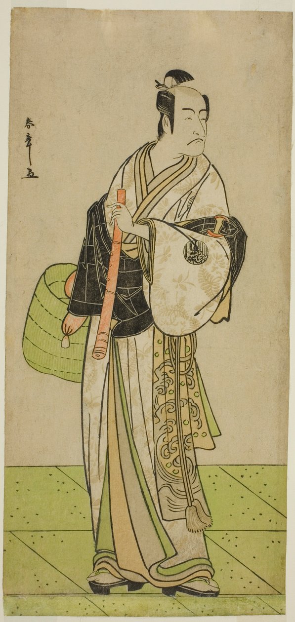 Skådespelaren Ichikawa Ebizo som Kudo Suketsune förklädd till en Komuso i pjäsen Waka Murasaki Edokko Soga, framförd på Ichimura Theatre under den första månaden, 1792 av Katsukawa Shunsho