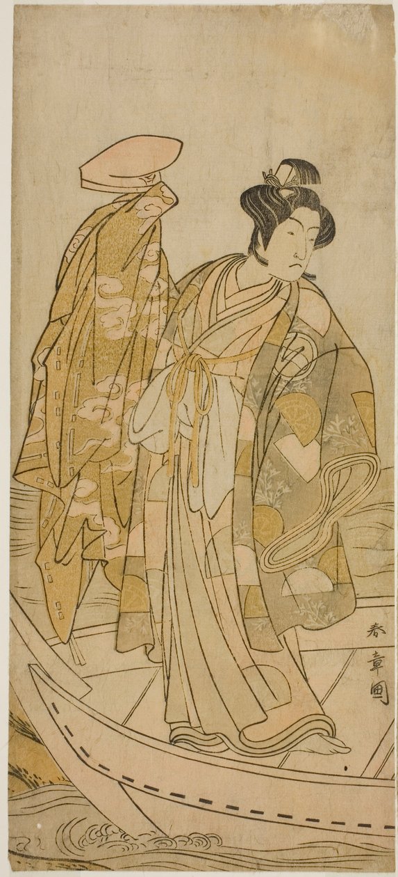 Skådespelaren Ichikawa Monnosuke II som Minamoto no Yorinobu i pjäsen Kikujido Shuen no Iwaya, framförd på Morita Theatre i den elfte månaden, 1775 av Katsukawa Shunsho