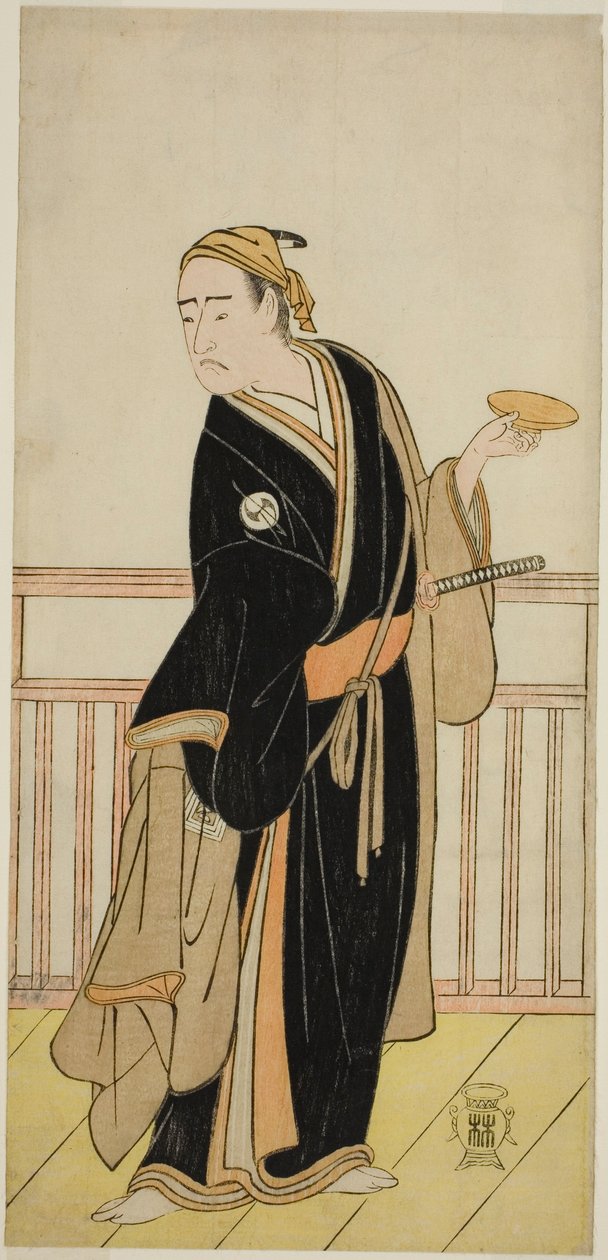Skådespelaren Ichikawa Yaozo III som Oboshi Yuranosuke i pjäsen Kanadehon Chushingura, framförd på Nakamura Theatre i den femte månaden, 1786 av Katsukawa Shunsho