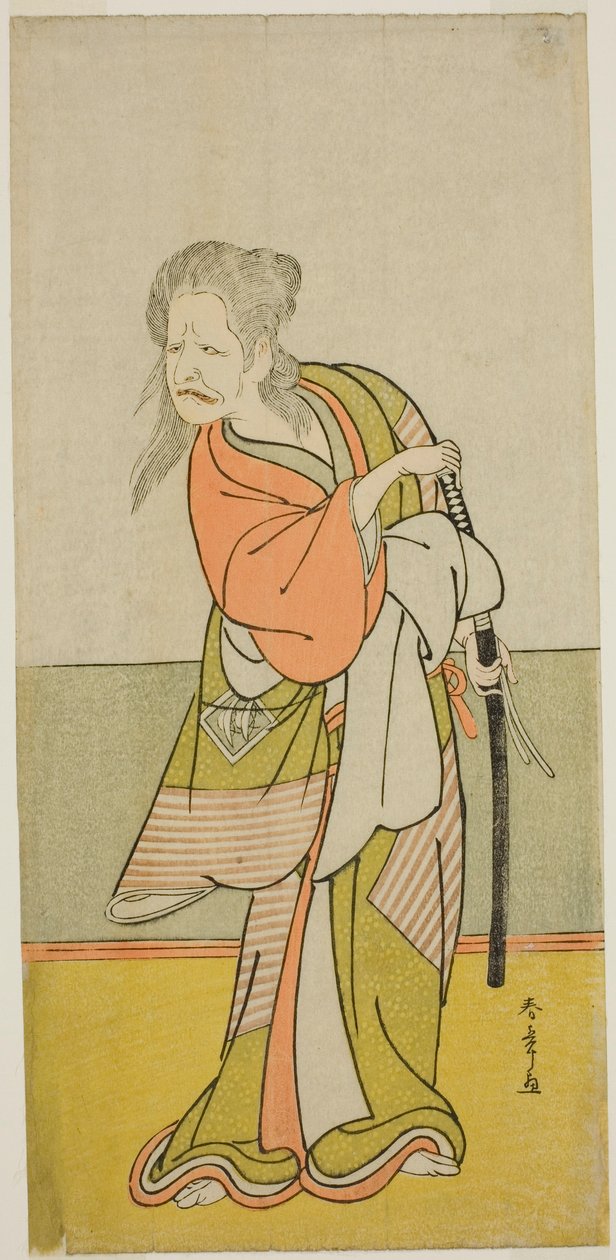 Skådespelaren Nakajima Kanzaemon III som Yaguchi no Karasu-baba i pjäsen Hono Nitta Daimyojin, framförd på Morita Theatre i den sjunde månaden, 1777 av Katsukawa Shunsho