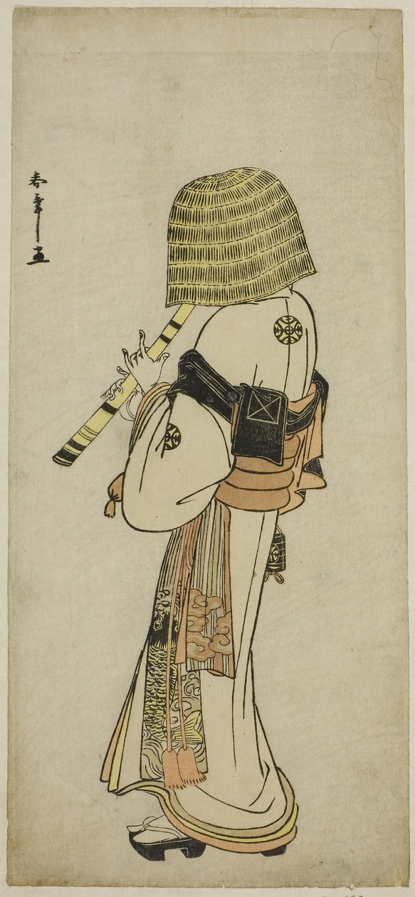 Skådespelaren Nakamura Nakazo I som Kakogawa Honzo i Komuso-klädsel i pjäsen Kanadehon Chushingura, c.1783 (trätryck i färg; hosoban) av Katsukawa Shunsho
