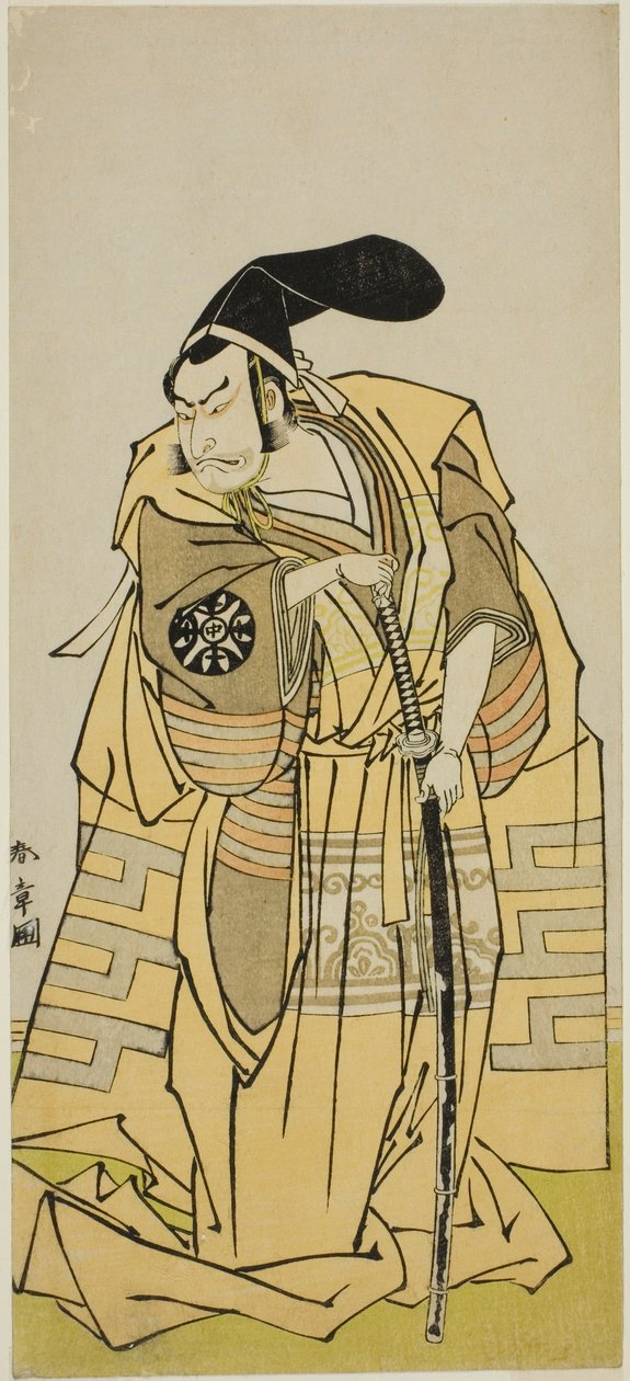 Pjäsen Iro Moyo Aoyagi Soga (?) spelas på Nakamura Theatre i den andra månaden, 1775 (?) av Katsukawa Shunsho