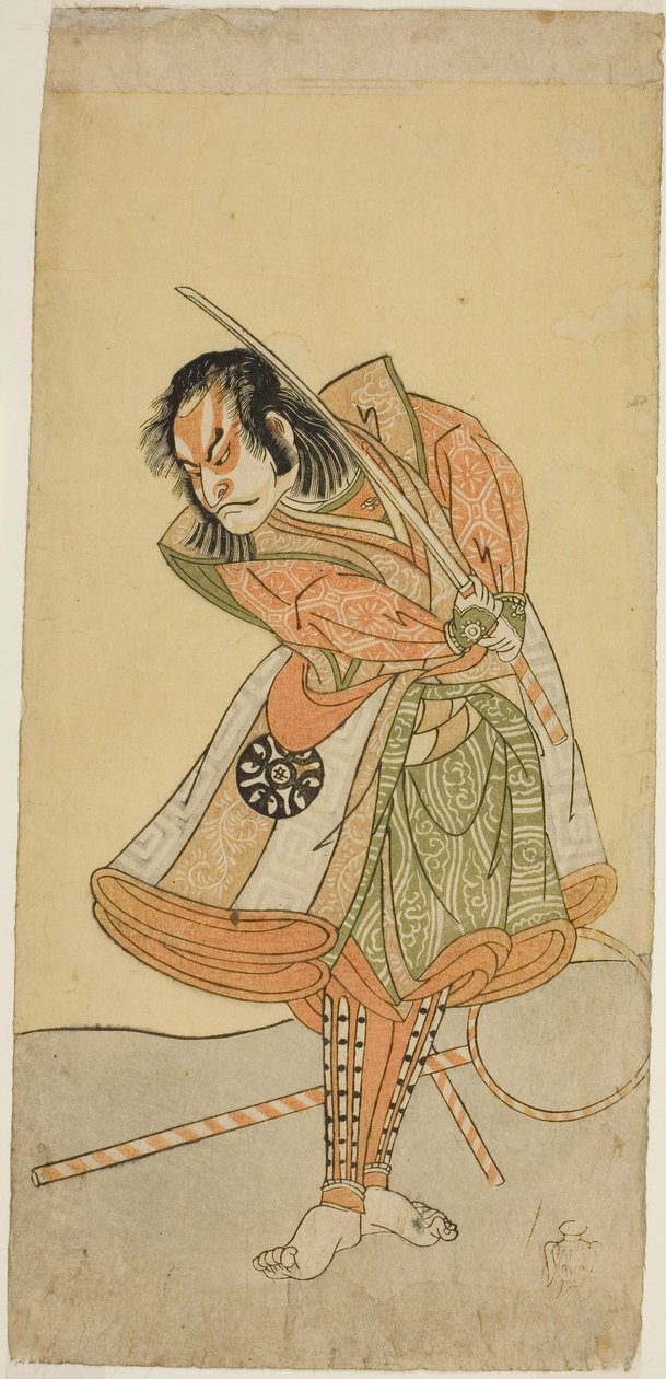 Pjäsen Soga Moyo Aigo no Wakamatsu, som spelades på Nakamura Theatre under den första månaden, av Katsukawa Shunsho