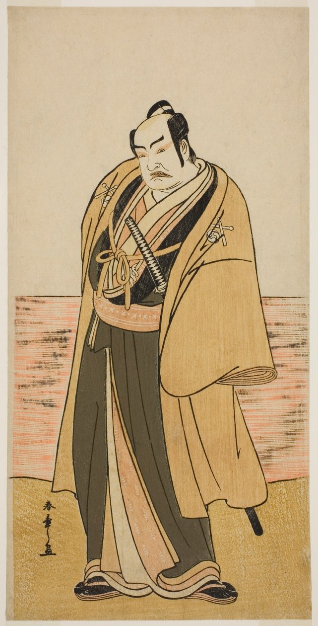 Nakamura Sukegoro II som Kaminari Shokuro i pjäsen Hatsumombi Kuruwa Soga, som spelades på Nakamura Theatre under andra månaden, av Katsukawa Shunsho