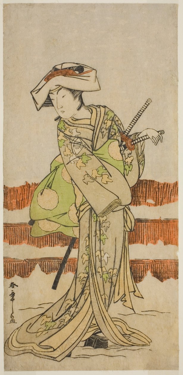 Skådespelaren Onoe Kikugoro I som Tonase i pjäsen Kanadehon Chushin Nagori no Kura, framförd på Nakamura Theatre i den nionde månaden, 1780 av Katsukawa Shunsho
