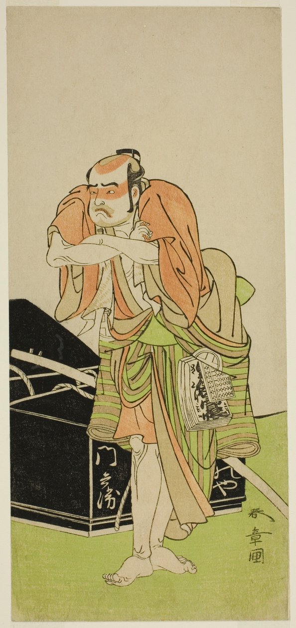 Skådespelaren Otani Tomoemon I som Kawatabiya Mombei i pjäsen Oyoroi Ebido Shinozuka, framförd på Nakamura Theatre i den elfte månaden, 1772 av Katsukawa Shunsho