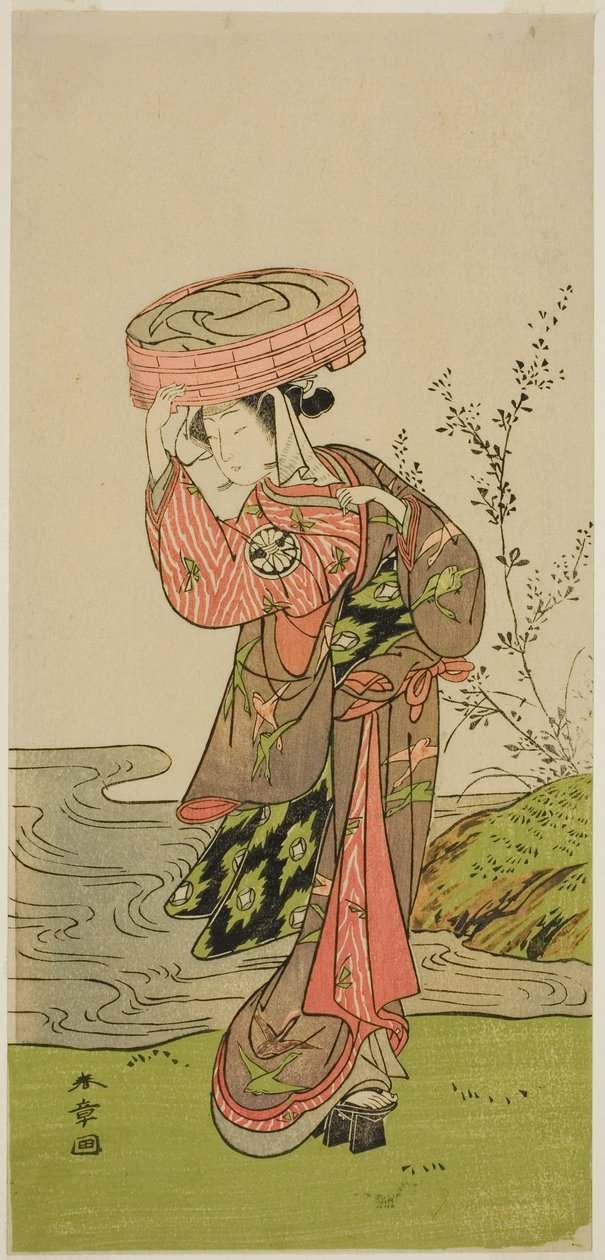 Skådespelaren Segawa Yujiro (eller Segawa Kikunojo III) i en oidentifierad roll av Katsukawa Shunsho