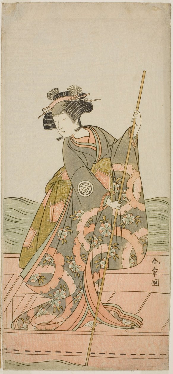 Skådespelaren Yoshizawa Iroha I som prinsessan Yosooi (Yosooi Hime) i pjäsen Kikujido Shuen no Iwaya, framförd på Morita Theatre i elfte månaden, 1775 av Katsukawa Shunsho