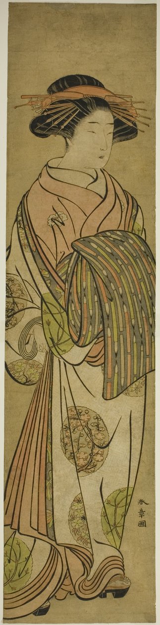Walking Courtesan, möjligen Sugawara från Tsuruya House of Pleasure av Katsukawa Shunsho