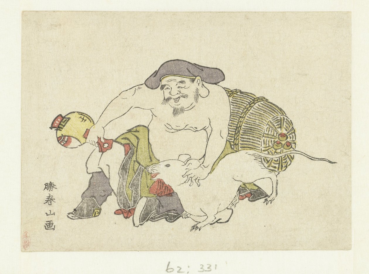 Daikoku och hans råtta av Katsukawa Shunzan