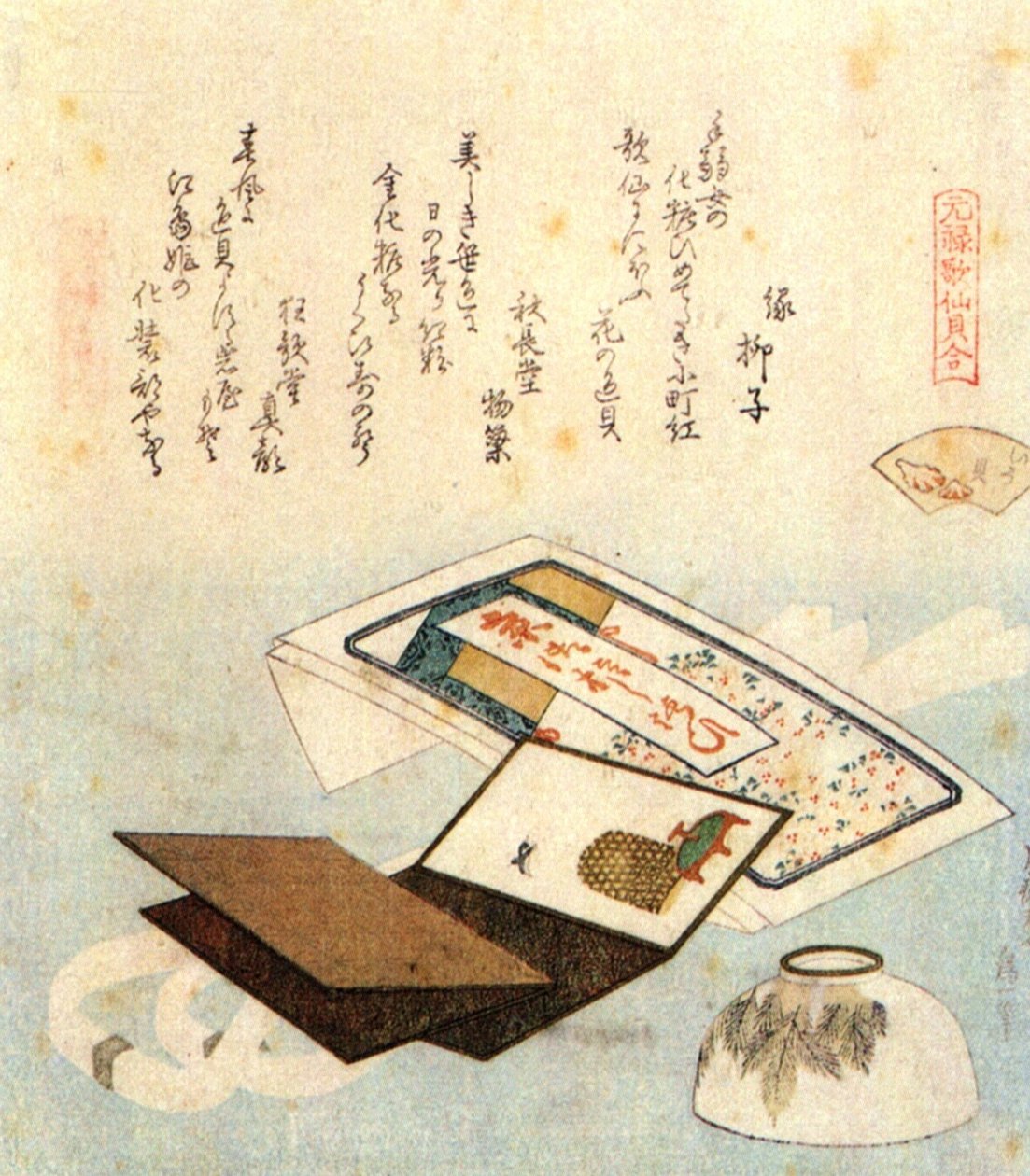 A bowl of lip rouge av Katsushika Hokusai