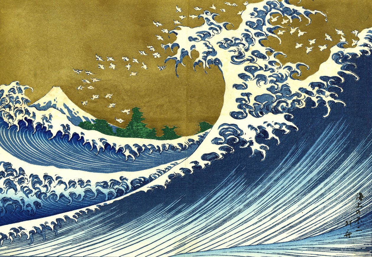 A colored version of the Big wave  av Katsushika Hokusai