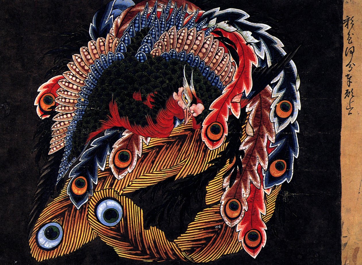 Ceiling of Ganshoin temple at Obuse av Katsushika Hokusai