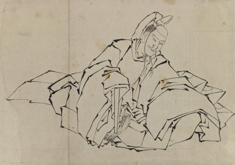 Drawing of Seated Nobleman in Full Costume av Katsushika Hokusai