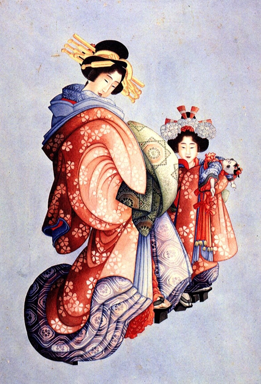 Oiran and Kamuro av Katsushika Hokusai