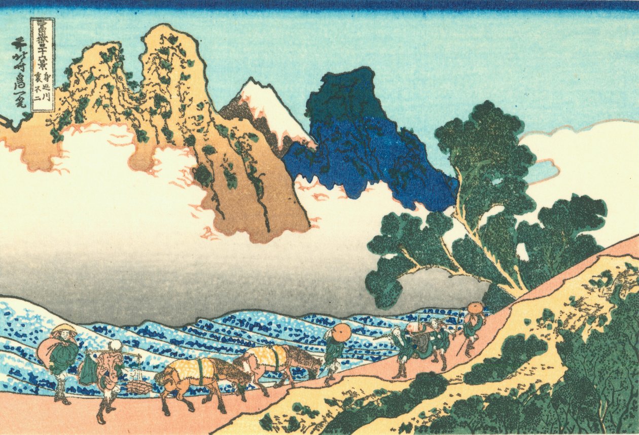 Fujis baksida från Minobu-floden av Katsushika Hokusai