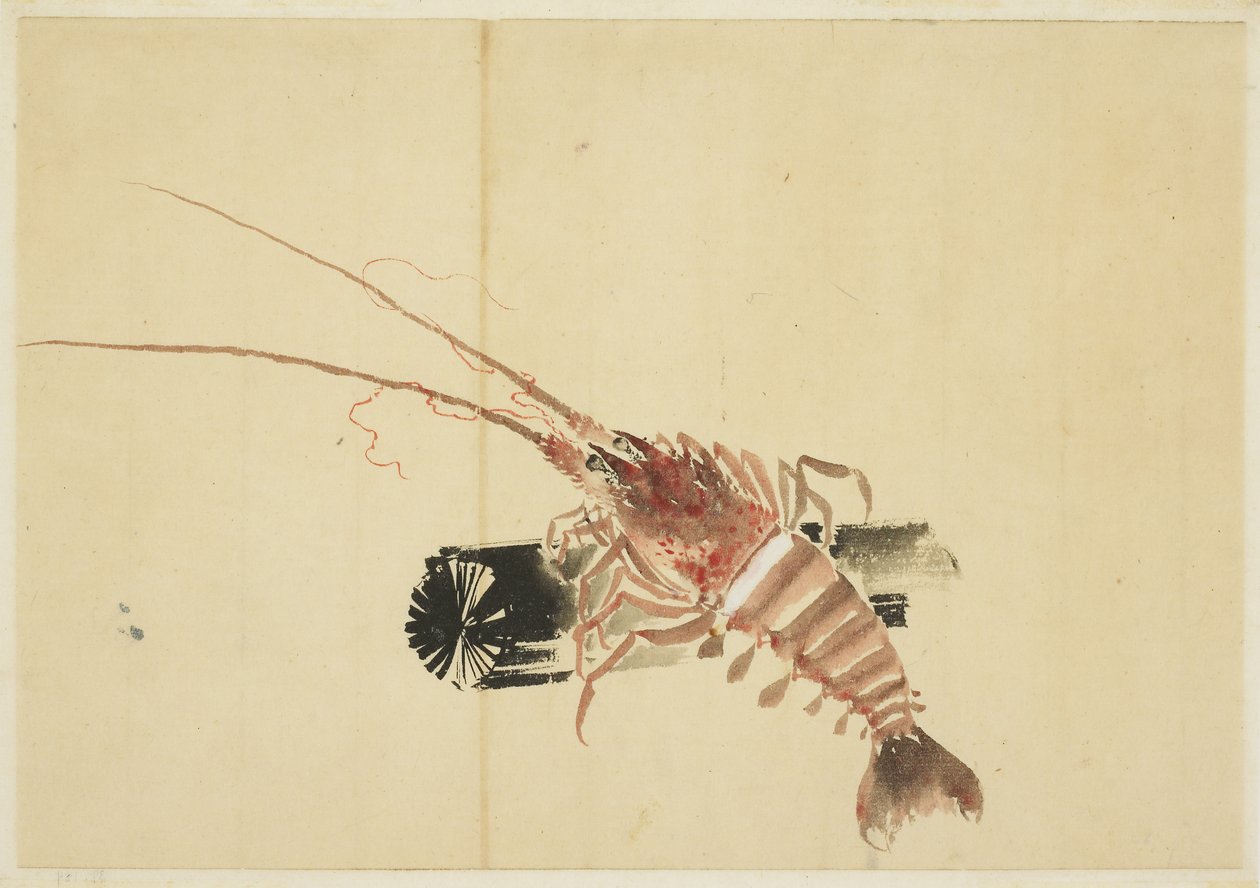 Ebi (gigantiska räkor) av Katsushika (school of) Hokusai