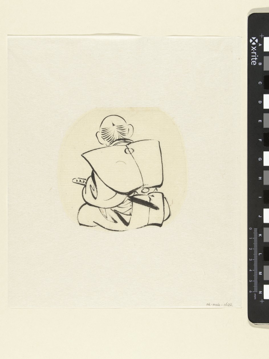 Sittande man, sedd bakifrån av attributed to Katsushika Hokusai