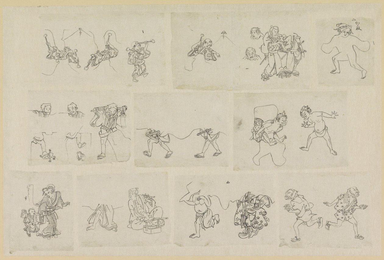 Elva olika representationer av människor av Katsushika Hokusai (possibly)