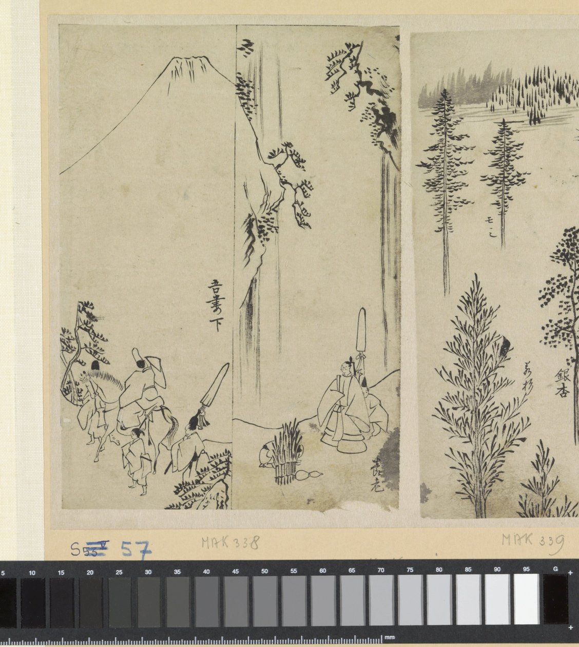 Ryttare med följe och daimyos hälsning av Katsushika Hokusai (possibly)