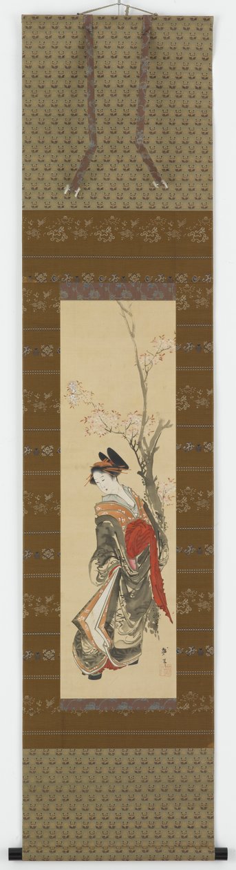 En kurtisan under ett körsbärsträd, sent 1700-tidigt 1800-tal. av Katsushika Hokusai
