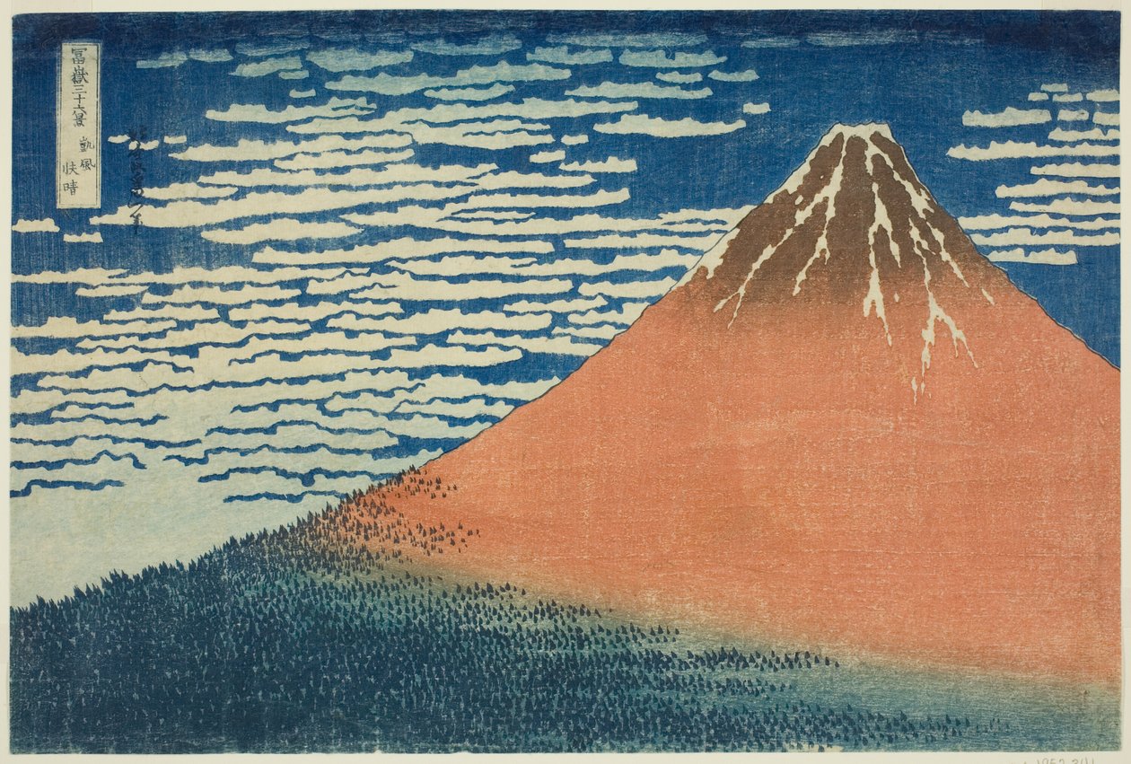 A Mild Breeze on a Fine Day (Gaifu kaisei), från serien "Thirty-six Views of Mount Fuji (Fugaku sanjurokkei)" av Katsushika Hokusai