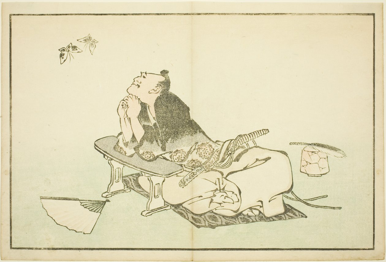 A Philosopher Watching a Pair of Butterflies, från The Picture Book of Realistic Paintings of Hokusai (Hokusai shashin gafu) av Katsushika Hokusai