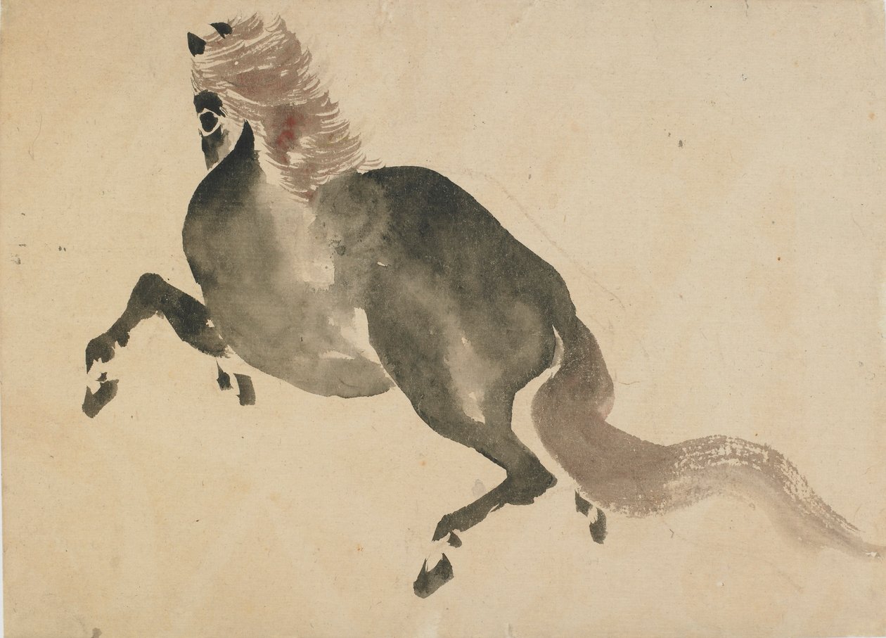 En springande häst, sent 1700-tidigt 1800-tal. av Katsushika Hokusai