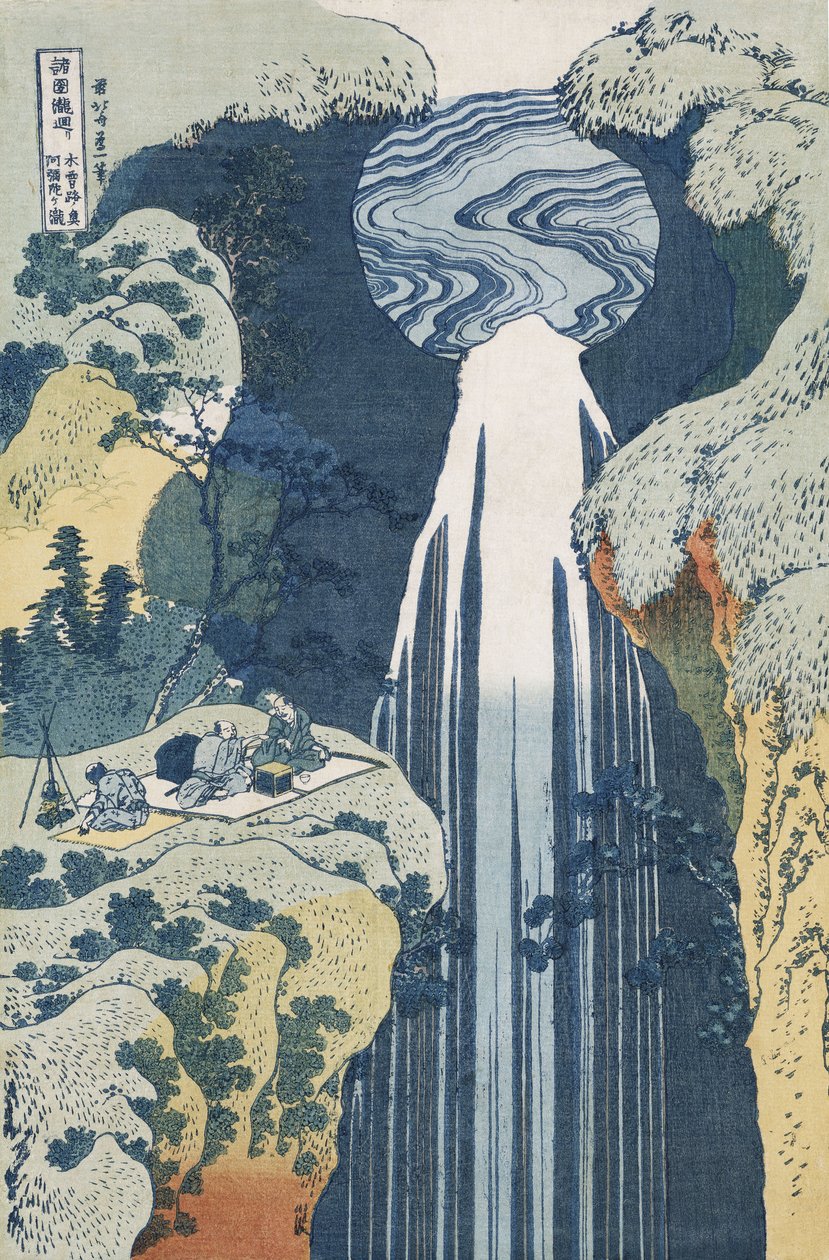 Amida Waterfall on the Kiso Highway, från serien "A Journey to the Waterfalls of all the Provinces" av Katsushika Hokusai