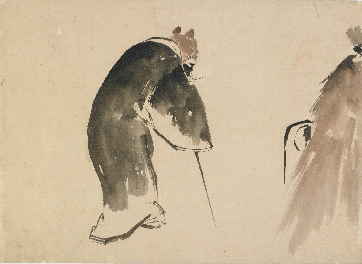 En gammal mus klädd i en svart mantel, sent 1700-tidigt 1800-tal. av Katsushika Hokusai