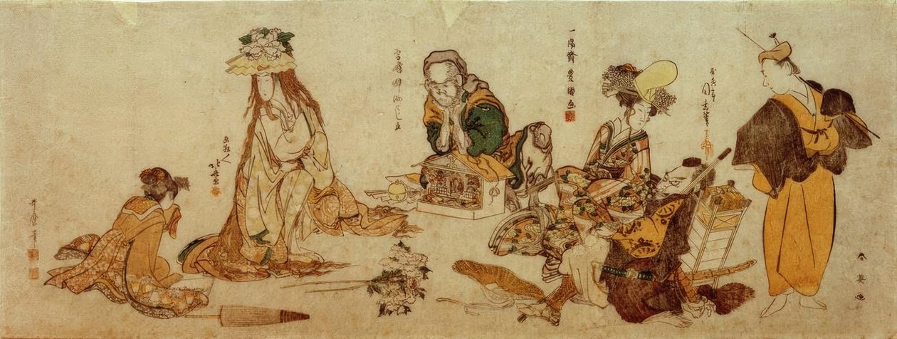 Anspelningar på kabukidanser av Katsushika Hokusai