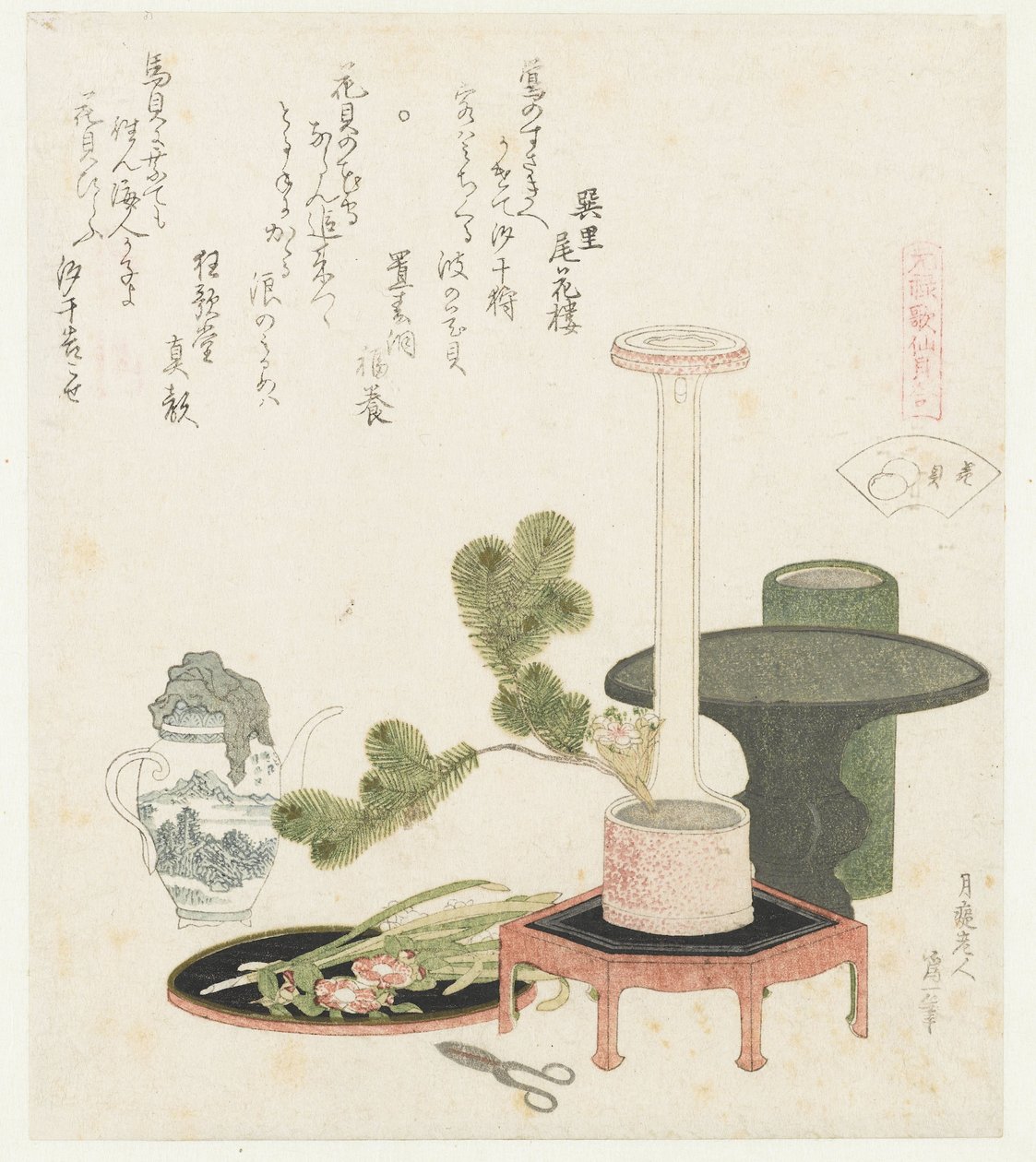 Blomskal Hanagai (titel på objekt) En jämförelse av Genroku-dikter och skal (serietitel) Genroku kasen kaiawase (serietitel på objekt) av Katsushika Hokusai