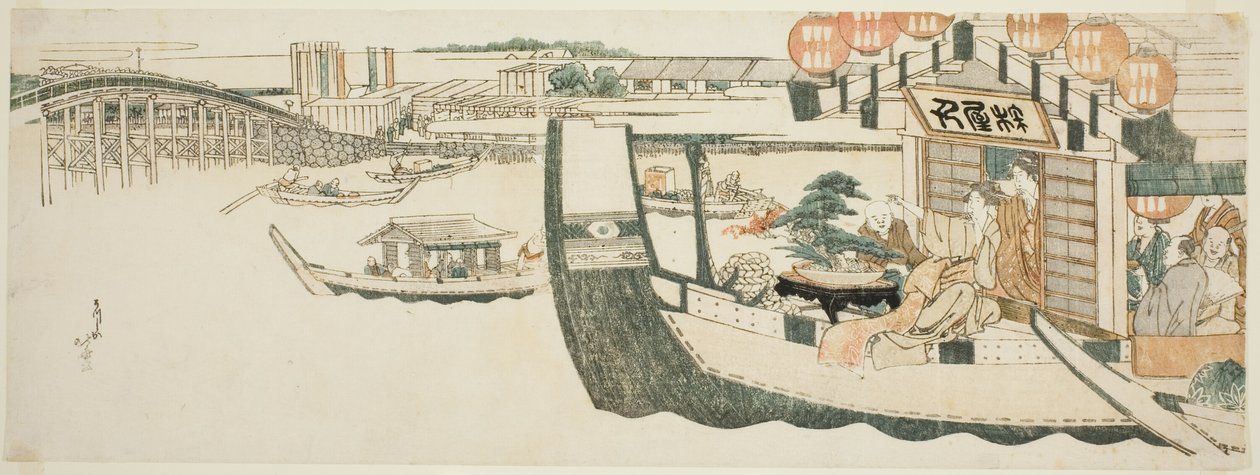 Båtfester på Sumidafloden av Katsushika Hokusai