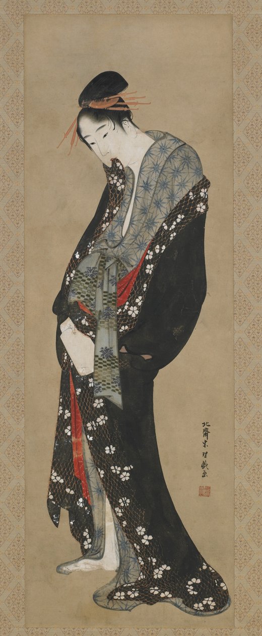 Kurtisan, Edo-perioden (bläck och färg på papper) av Katsushika Hokusai
