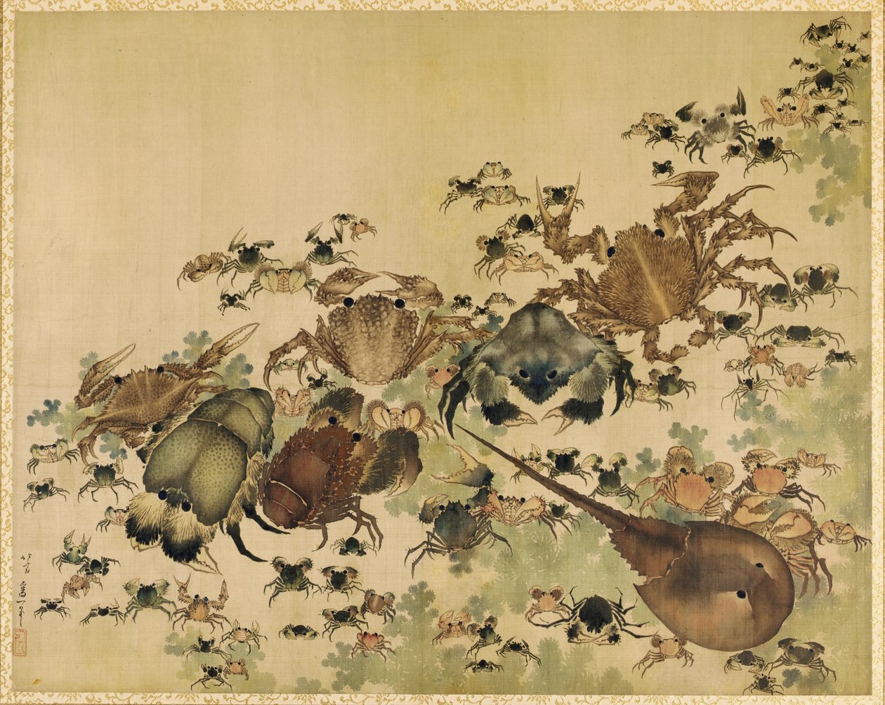 Kräftdjur, Edo-period c.1825 (bläck och färg på siden) av Katsushika Hokusai