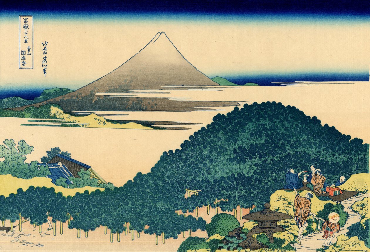 Kuddfuru i Aoyama, Edo, ca 1830 (träblockstryck) av Katsushika Hokusai