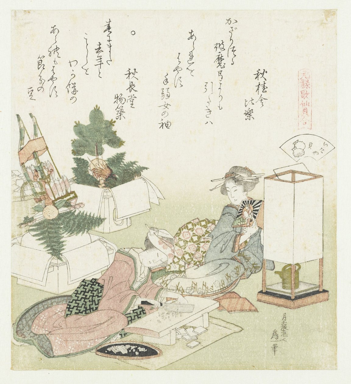 takskal Itayagai (titel på objekt) En jämförelse av Genroku-dikter och skal (serietitel) Genroku kasen kaiawase (serietitel på objekt) av Katsushika Hokusai