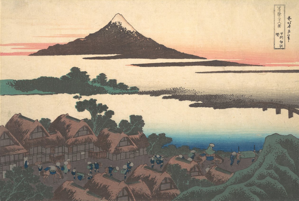 Dawn at Isawa i Kai-provinsen Koshu Isawa no akatsuki, från serien Thirty-six..., ca. 1830-32. av Katsushika Hokusai