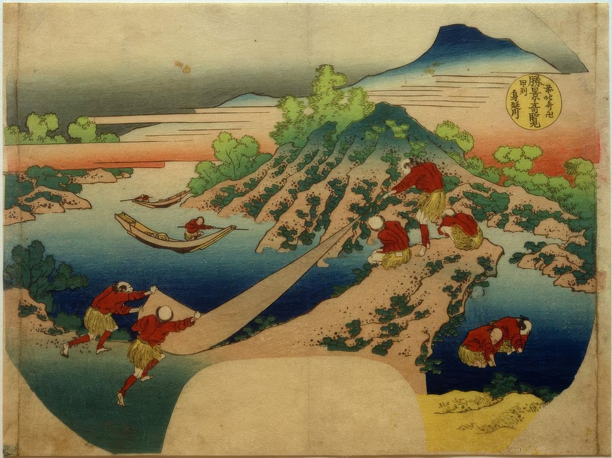 Minobufloden i Kai-provinsen av Katsushika Hokusai