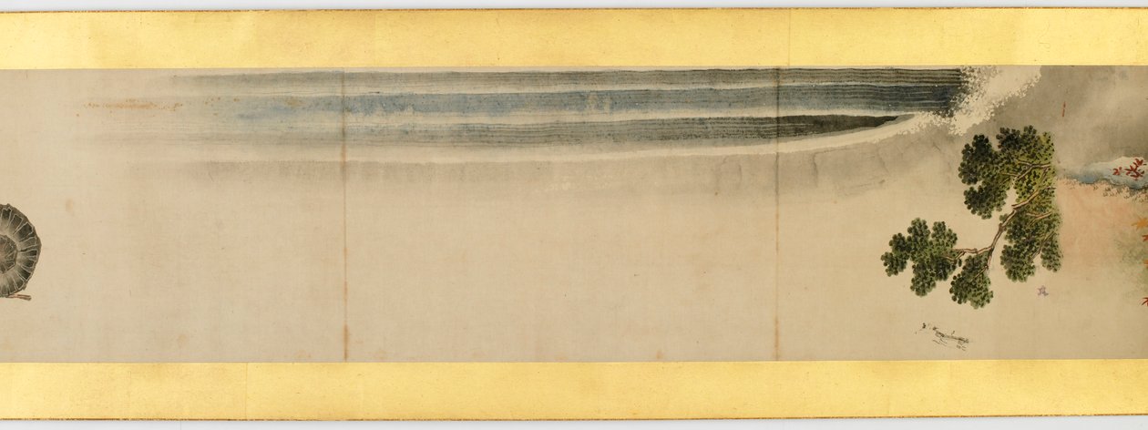 Detalj av Handscroll med diverse bilder, Edo Period, 1839 bläck och färg på papper av Katsushika Hokusai
