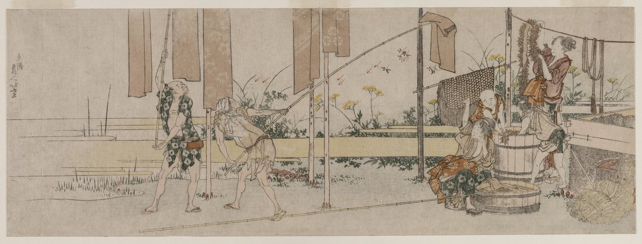 Färgare på jobbet, c. 1800. av Katsushika Hokusai