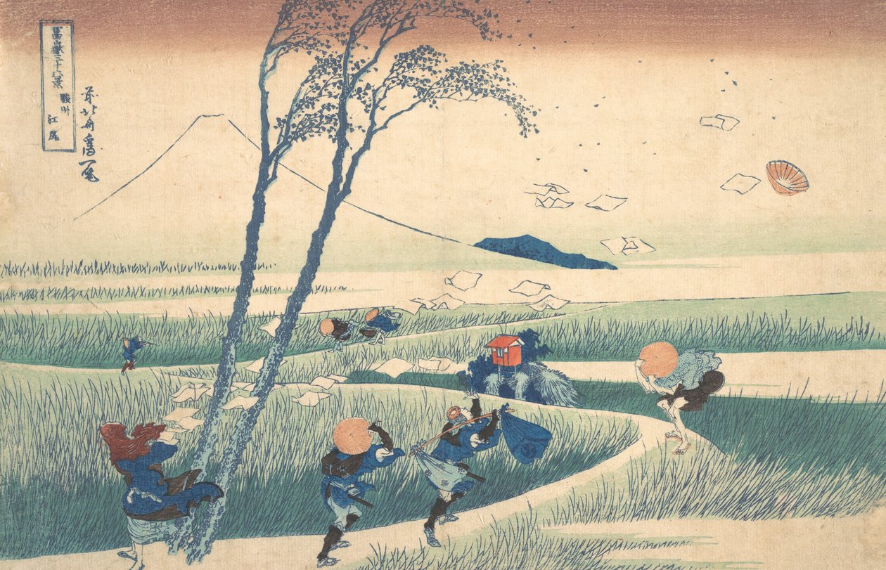 Ejiri i Surugaprovinsen Sunshu Ejiri, från serien Thirty-six Views of Mount ..., ca. 1830-32. av Katsushika Hokusai