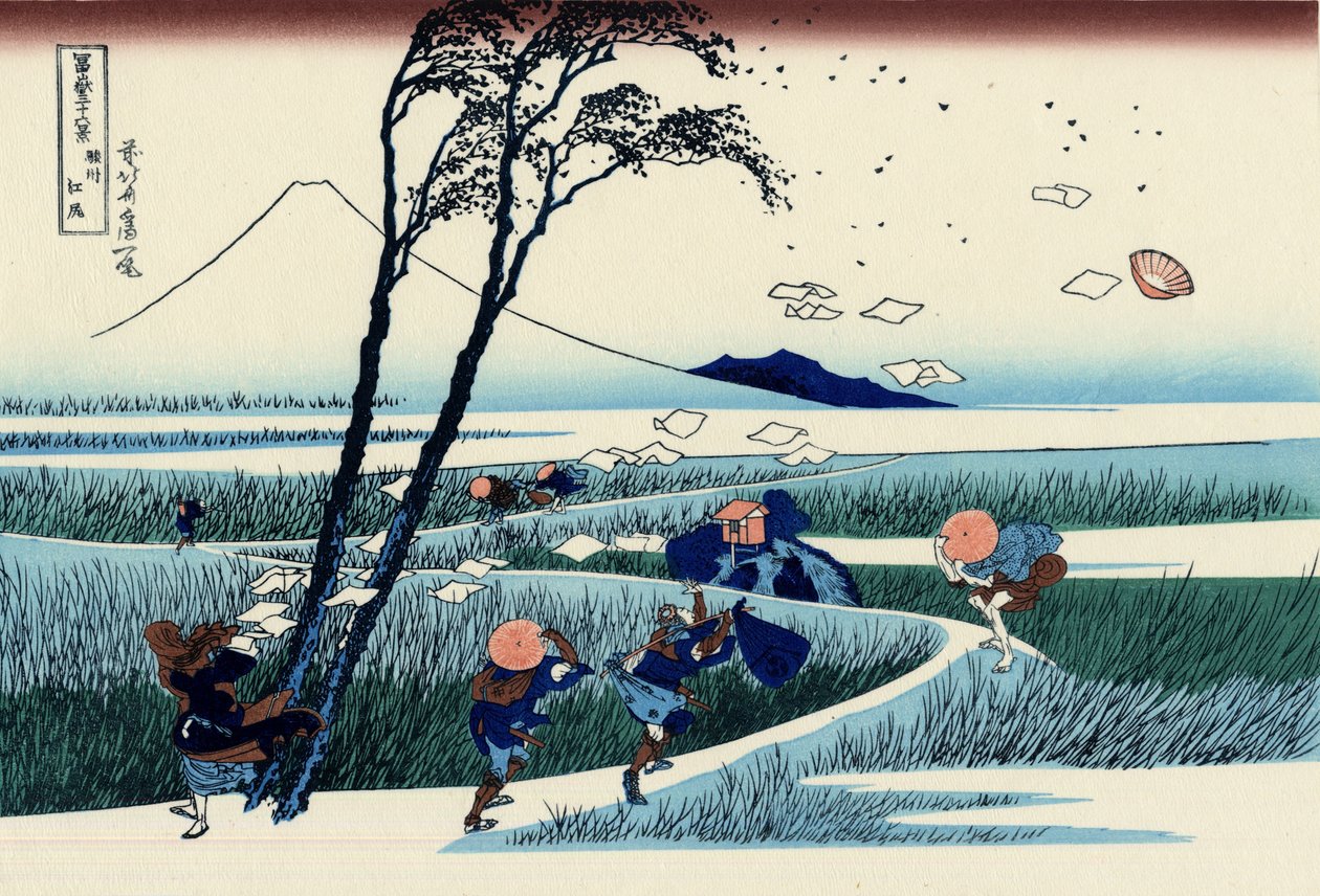 Ejiri i Suruga-provinsen, ca 1830 (träblockstryck) av Katsushika Hokusai