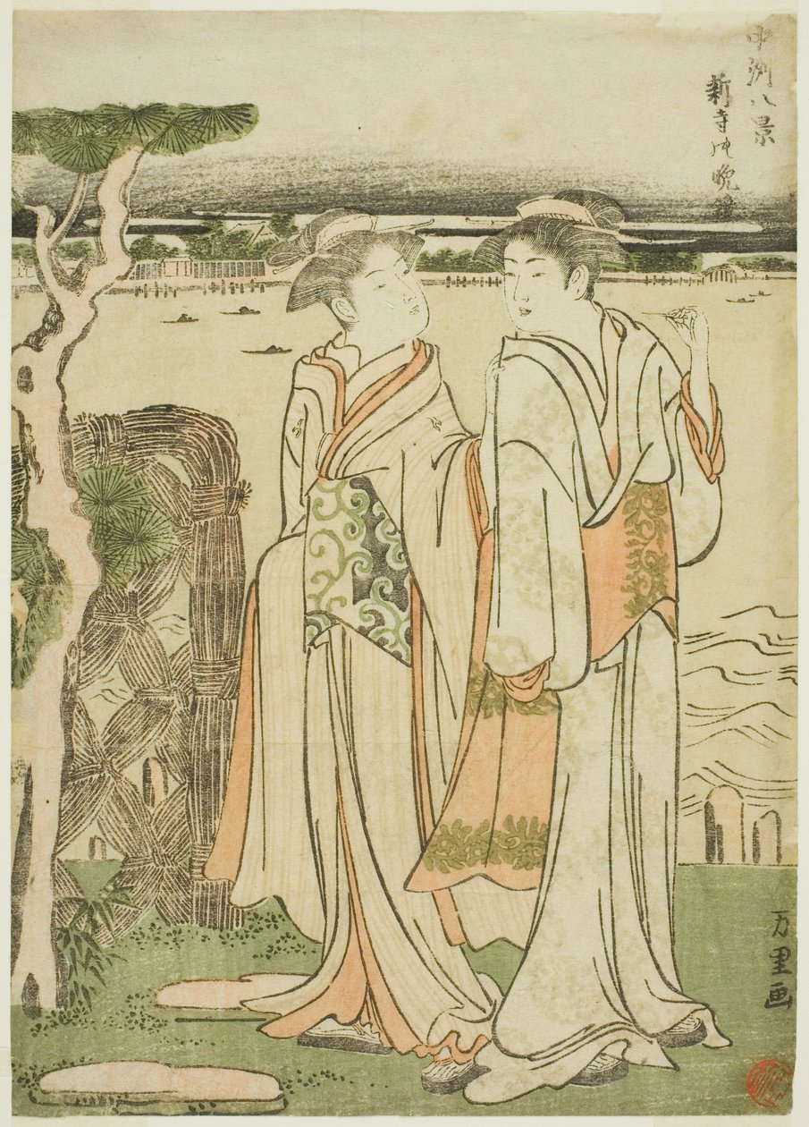 Kvällsklocka vid Mii-templet av Katsushika Hokusai