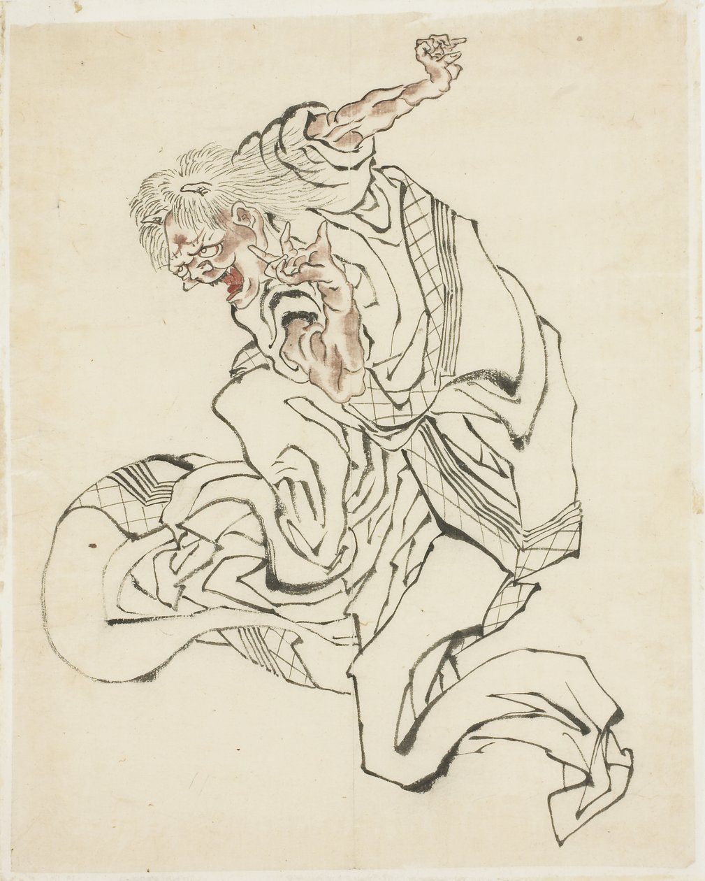 Kvinna Oni (illustration till en folksaga), ca. 1815-49 (bläck och färg på papper) av Katsushika Hokusai