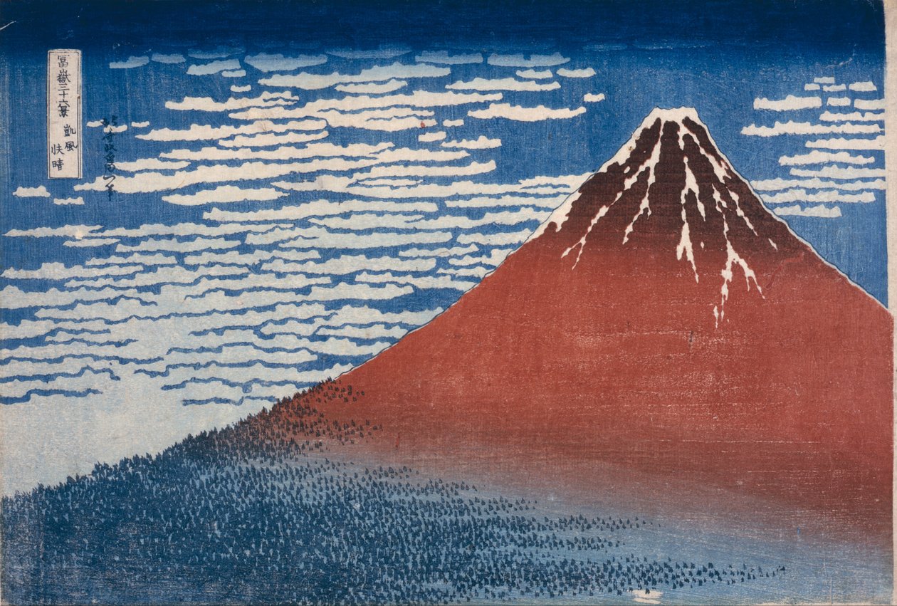 Fin vind, klar morgon (Gaifū kaisei) av Katsushika Hokusai