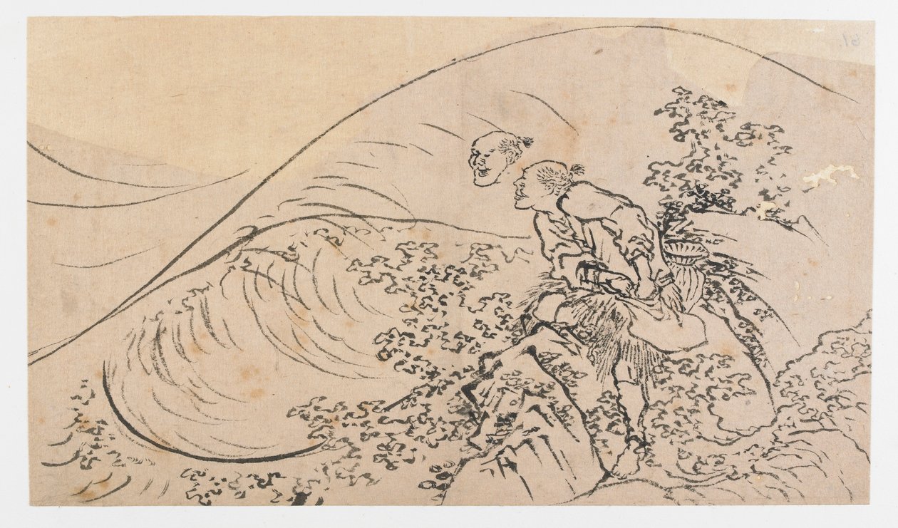 Fisherman Tossing Bait, Edo-period, ca. 1830. av Katsushika Hokusai