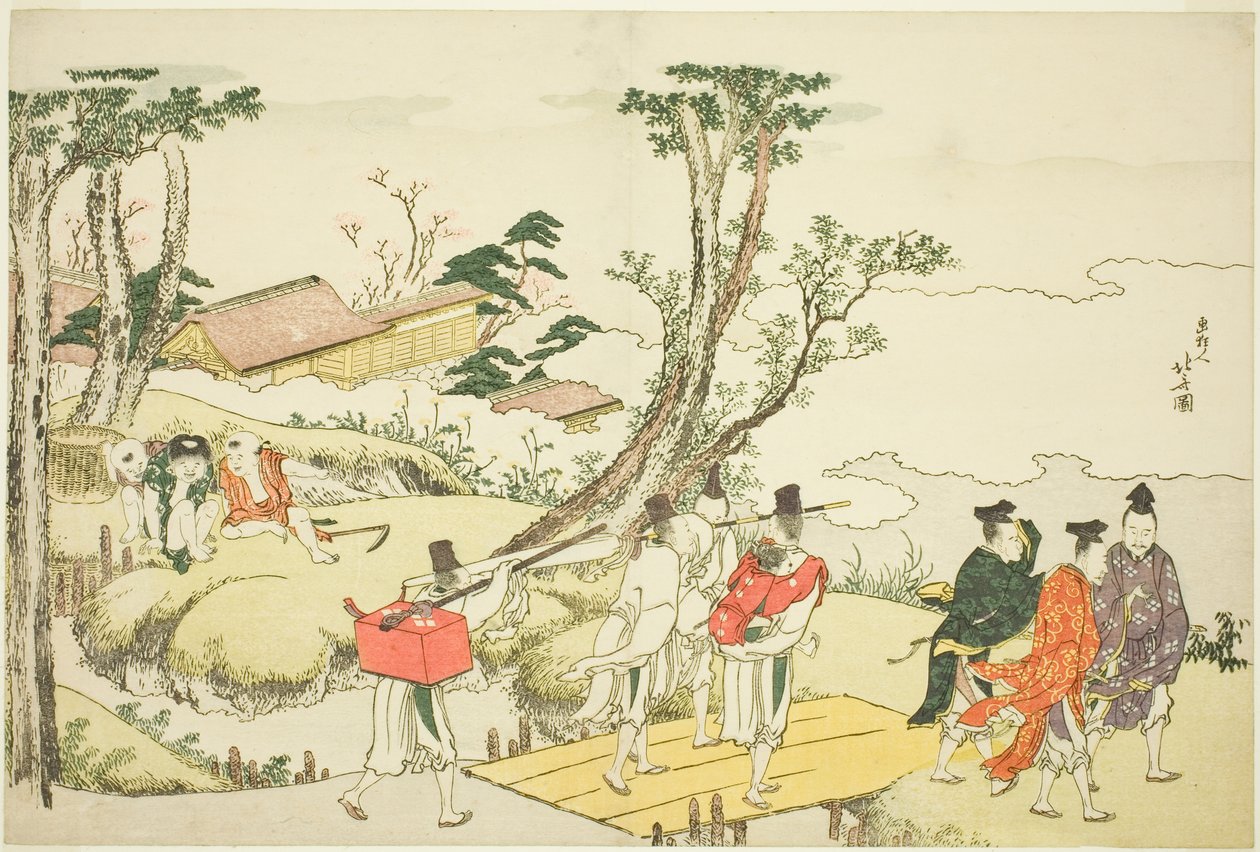 Frontispice till det illustrerade albumet "Thirty-six Immortal Women Poets" ("Nishikizuri onna sanjurokkasen") av Katsushika Hokusai